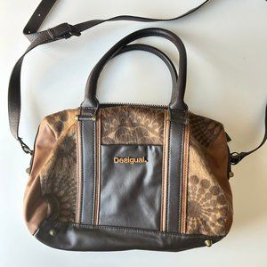 Desigual Brown Multi pattern satchel purse